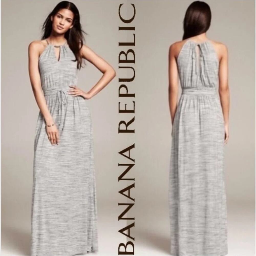 Banana Republic Gray Halter Maxi Dress